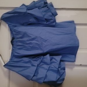 Women's blue and white stripped off the shoulder shirt